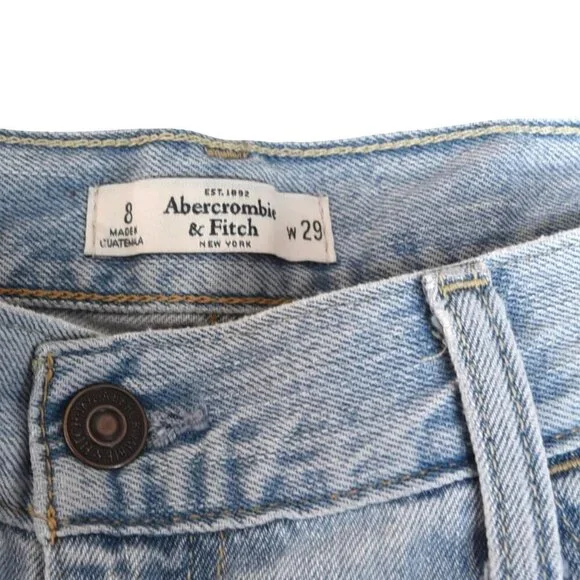 Abercrombie & Fitch Light Wash Distressed Jeans Size 8 W29 Ripped Straight Leg - Picture 5 of 10